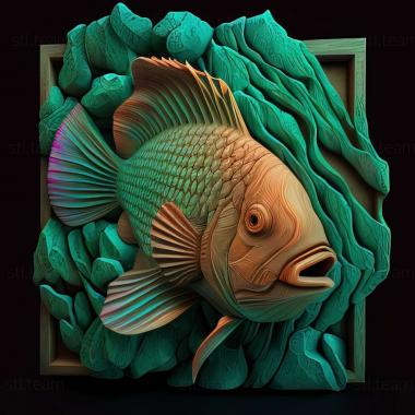 3D model Cichlid parrot fish (STL)